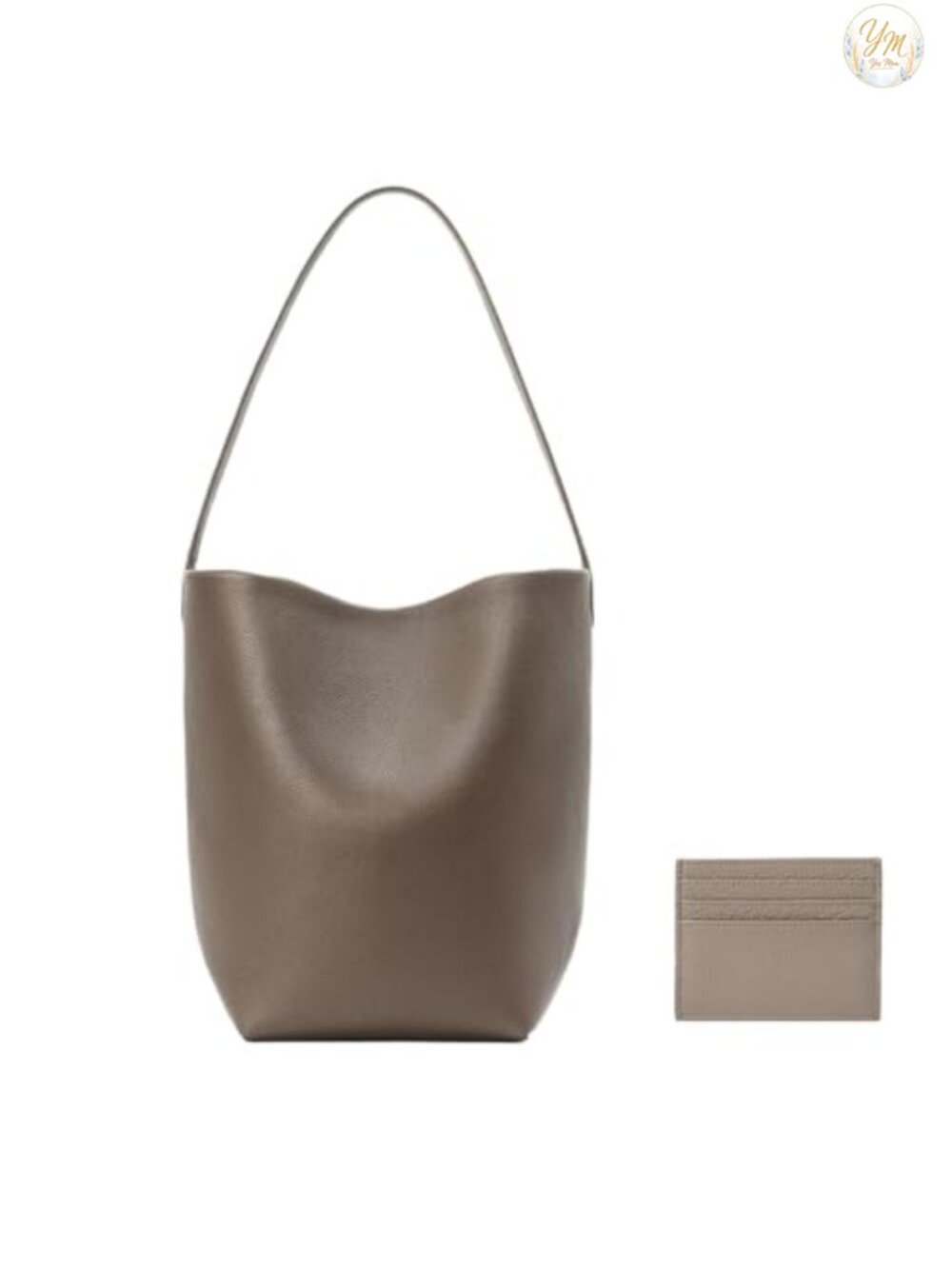 Genuine Leather Bucket Bag with Wallet Tote Handbag